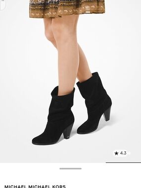 MICHAEL Michael Kors Black Suede Slouchy Mid-Heel Ankle Boots